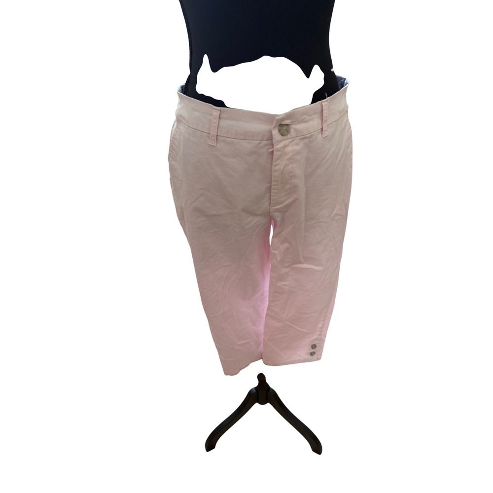 Womens Light Pink Cropped Chino Pants Mid Rise Straight Leg Trousers‎ Pink